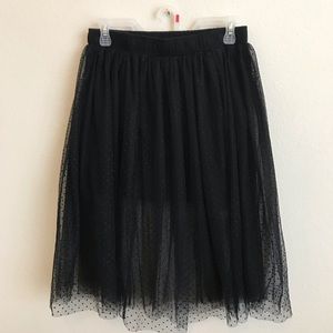 Black Polka Dot Mesh Skirt